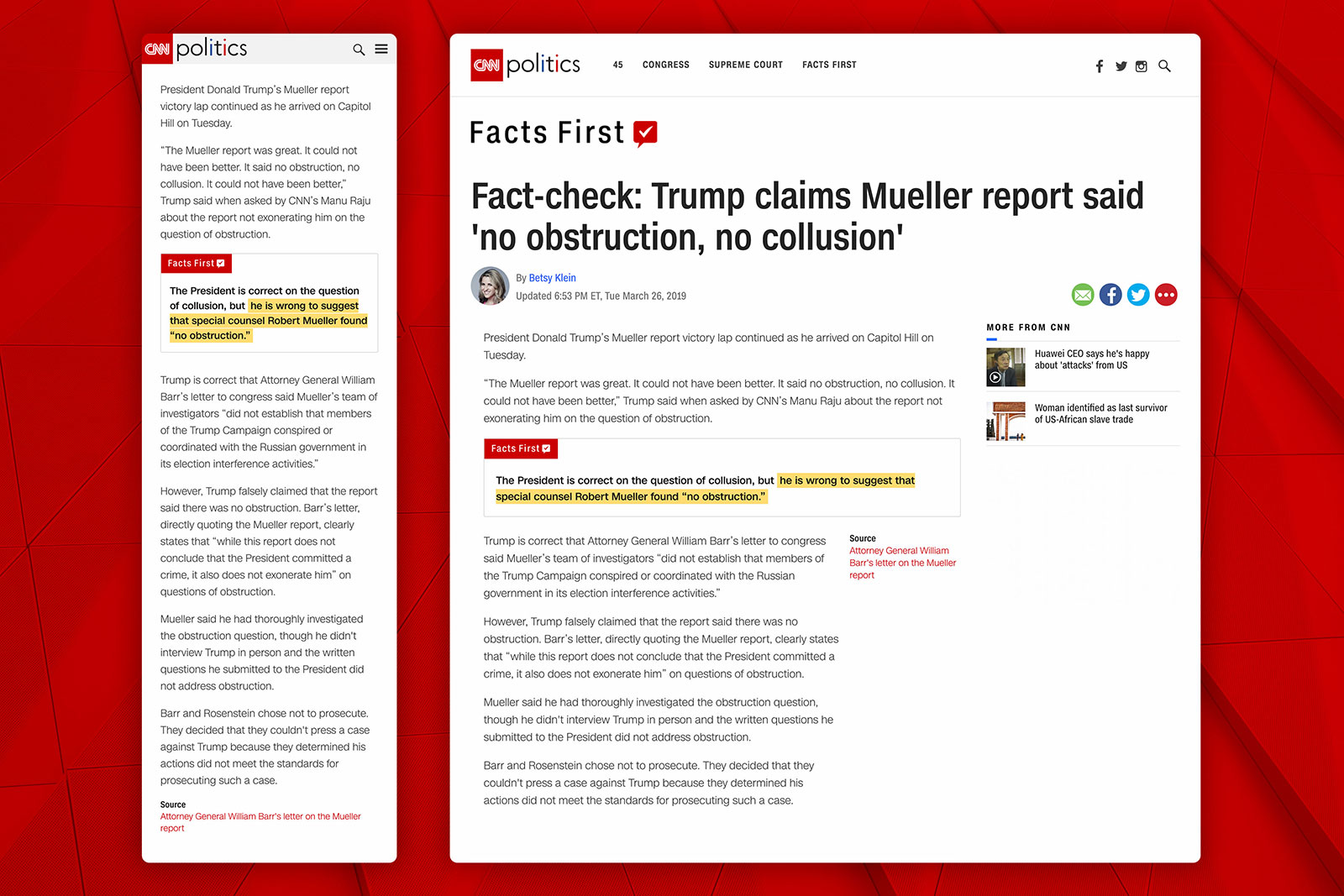 Fact Check story layout