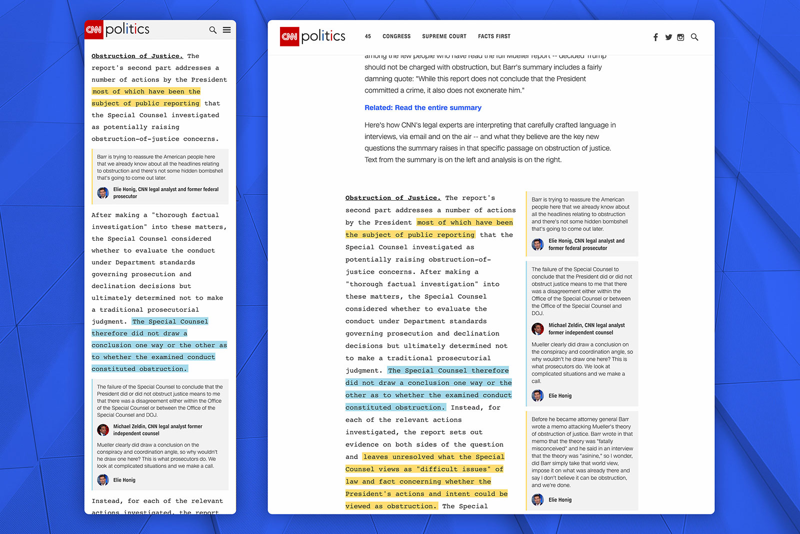 story layout Mueller Report